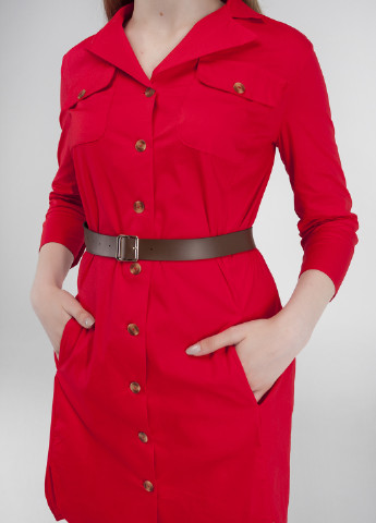 Красное кэжуал платье рубашка Viravi Wear однотонное