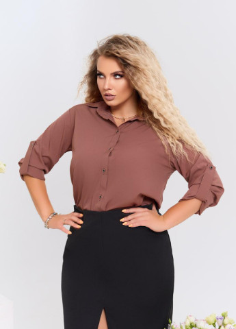 Кофейная женская классическая рубашка цвет капучино 374355 New Trend