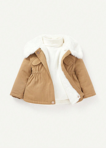 Бежевая зимняя куртка куртка-пальто SHEIN