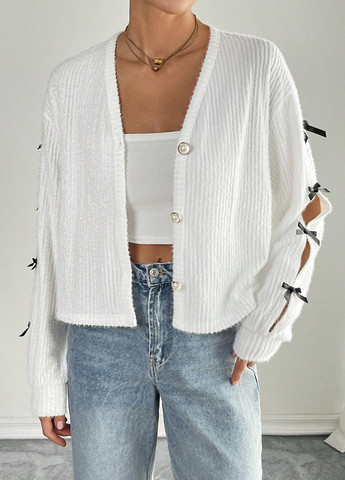 Белый демисезонный кардиган SHEIN