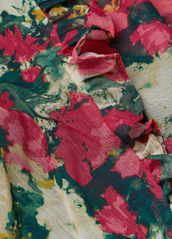 Комбинированное кэжуал платье H&M с цветочным принтом