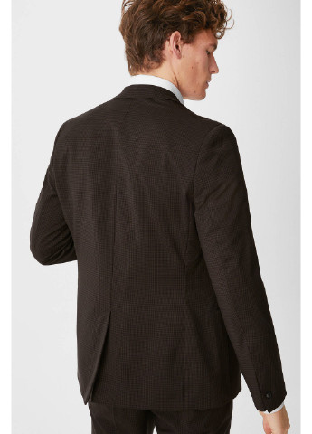 Пиджак C&A клетка тёмно-коричневый деловой шерсть