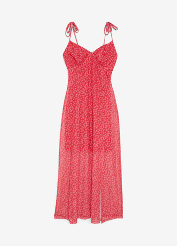 Красное кэжуал платье с открытыми плечами Jennyfer с цветочным принтом