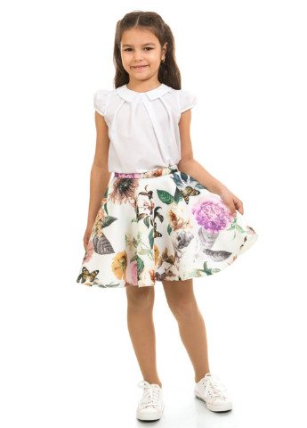 Белая кэжуал цветочной расцветки юбка Kids Couture со средней талией