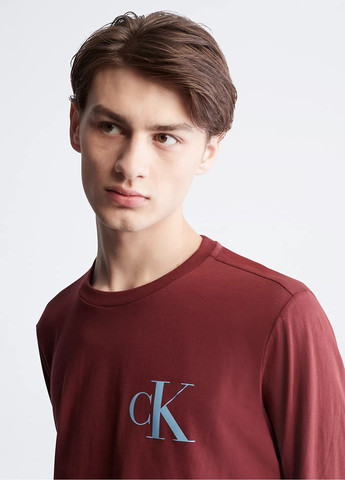 Бордовый демисезонный кэжуал лонгслив Calvin Klein с логотипом