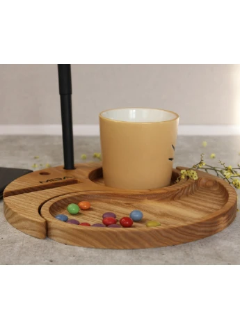 Подставка органайзер ручной работы из дерева для телефона с подставкой под чашку 200х200х15 мм (77251-Нов) Francesco Marconi (249980986)
