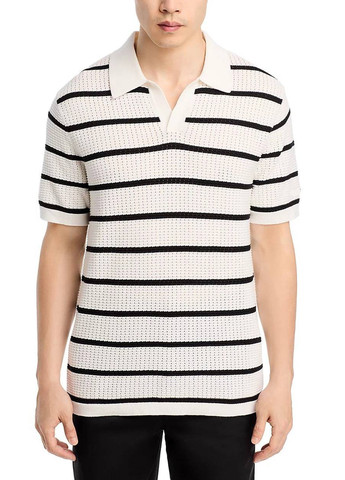 Черно-белая футболка-поло для мужчин Karl Lagerfeld в полоску