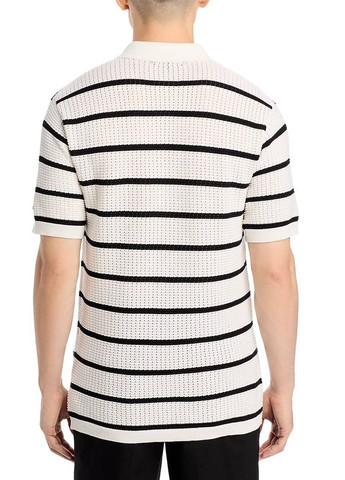 Черно-белая футболка-поло для мужчин Karl Lagerfeld в полоску