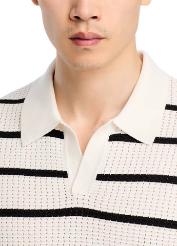 Черно-белая футболка-поло для мужчин Karl Lagerfeld в полоску