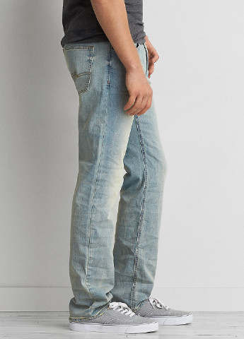 Голубые демисезонные прямые джинсы American Eagle