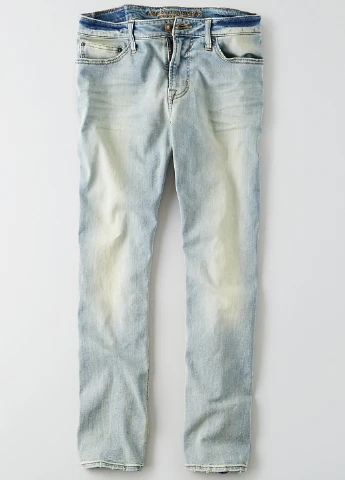 Голубые демисезонные прямые джинсы American Eagle