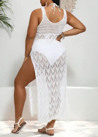Белое пляжное платье платье-майка SHEIN однотонное
