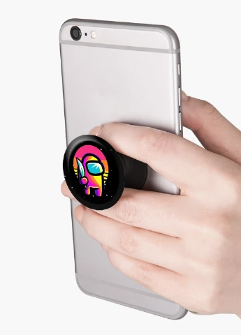 Попсокет (Popsockets) тримач для смартфону Амонг Ас Червоний (Among Us Red) (8754-2406) Чорний MobiPrint (216836567)