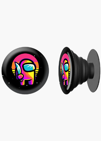 Попсокет (Popsockets) тримач для смартфону Амонг Ас Червоний (Among Us Red) (8754-2406) Чорний MobiPrint (216836567)