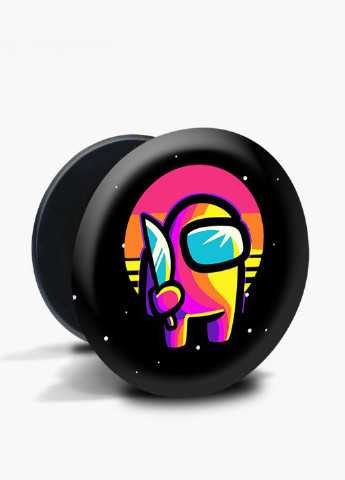 Попсокет (Popsockets) тримач для смартфону Амонг Ас Червоний (Among Us Red) (8754-2406) Чорний MobiPrint (216836567)