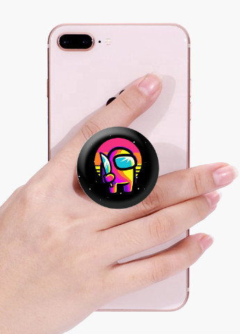 Попсокет (Popsockets) тримач для смартфону Амонг Ас Червоний (Among Us Red) (8754-2406) Чорний MobiPrint (216836567)