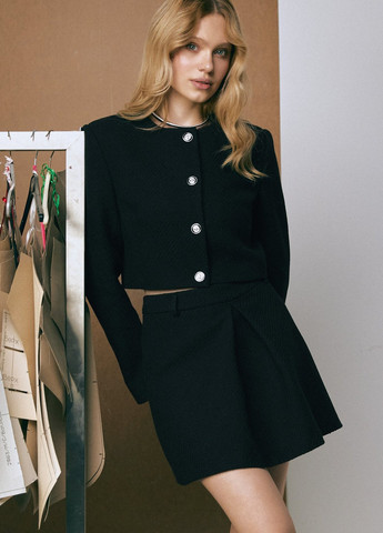 Черная кэжуал однотонная юбка Gepur а-силуэта (трапеция)