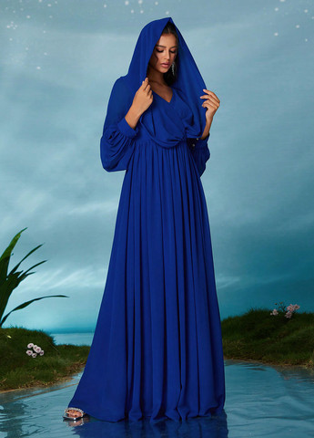 Синя вечірня сукня кльош SHEIN однотонна