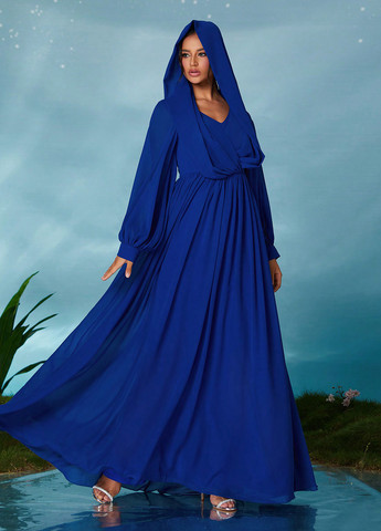 Синя вечірня сукня кльош SHEIN однотонна