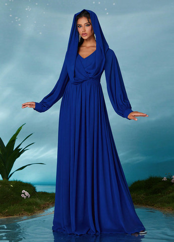 Синя вечірня сукня кльош SHEIN однотонна