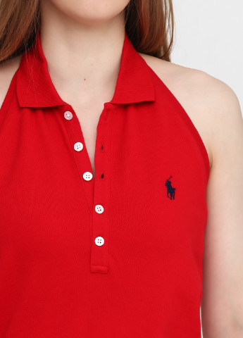 Красная женская футболка-поло Ralph Lauren с логотипом