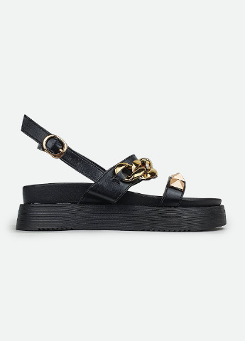 Модні жіночі босоніжки на платформі чорні з ланцюгами і шипами 40 Fashion (230370286)