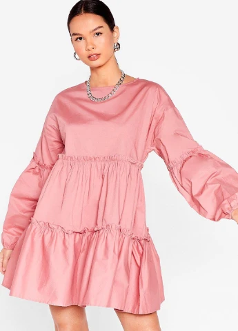 Розовое кэжуал платье клеш Boohoo однотонное