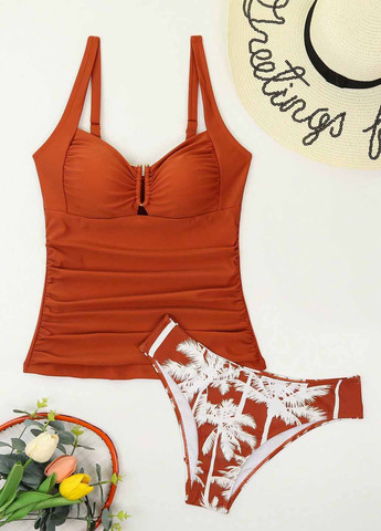 Коралловый летний купальник (лиф, трусики) танкини, раздельный SHEIN