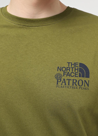 Оливковий світшот The North Face напис без декору (363485356)