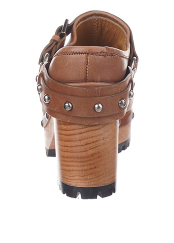 Светло-коричневые сабо Ralph Lauren на высоком каблуке с заклепками, с пряжкой