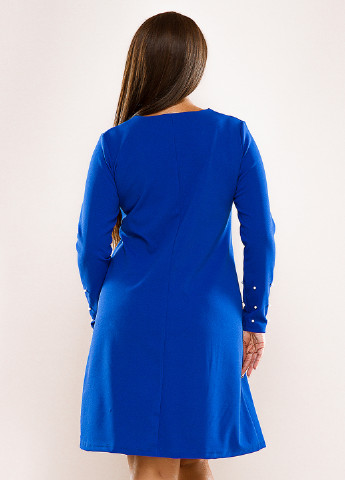 Синее кэжуал платье короткое Lady Style однотонное