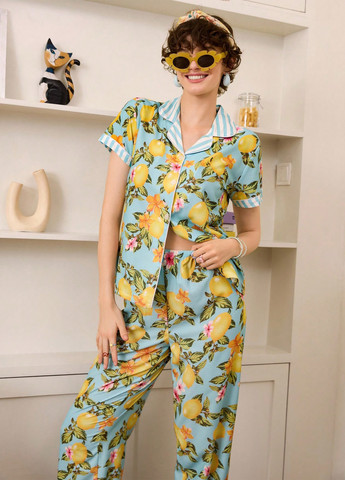 Комбинированная всесезон пижама (рубашка, брюки) рубашка + брюки SHEIN