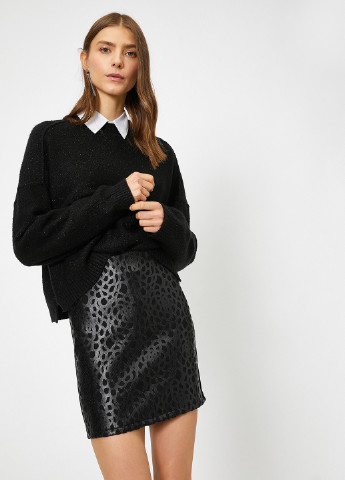 Черная кэжуал с абстрактным узором юбка KOTON