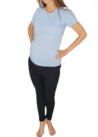 Голубая всесезон 8205 футболка для беременных с секретом для кормления голубая HN