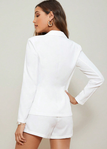 Белый женский жакет SHEIN однотонный - демисезонный
