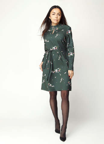 Темно-зеленое кэжуал платье Dario Richi с цветочным принтом