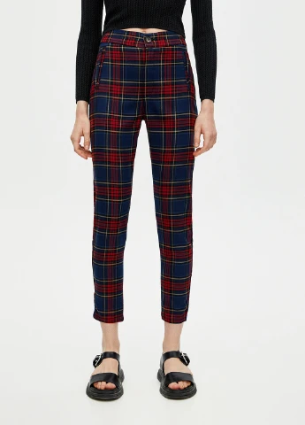 Брюки,синій в клітку, Pull & Bear (251912204)