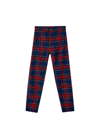 Брюки,синій в клітку, Pull & Bear (251912204)