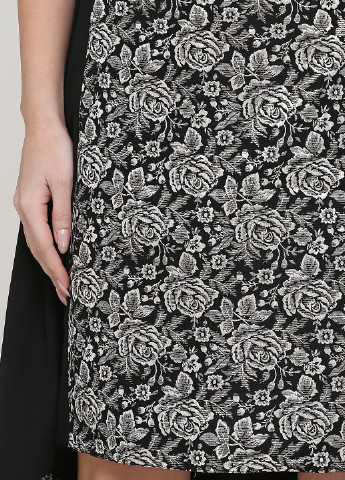 Черное кэжуал платье а-силуэт Olga Shyrai for PUBLIC&PRIVATE с цветочным принтом
