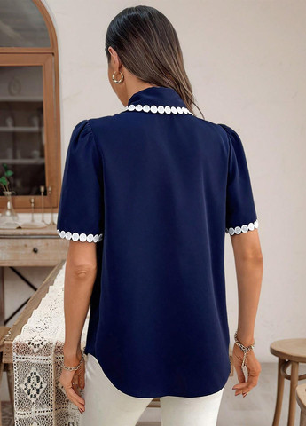 Тёмно-синяя блуза SHEIN