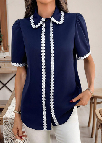 Тёмно-синяя блуза SHEIN