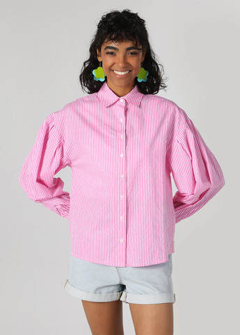 Розовая кэжуал рубашка в полоску Colin's