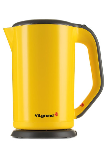 Чайник електричний нержавійка, цільна колба VS303 на 1.8 л Vilgrand жовтий