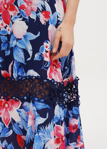 Темно-синее кэжуал платье клеш Vicolo с цветочным принтом