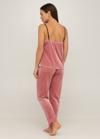 Розовый демисезонный комплект (туника, брюки, халат, топ) Radda