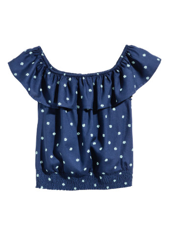 Светло-синяя с орнаментом блузка H&M летняя