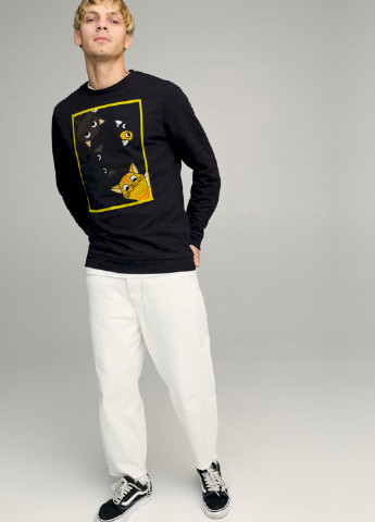 Чорний свитшот мужской basic /no flis/ YAPPI малюнок (254557623)