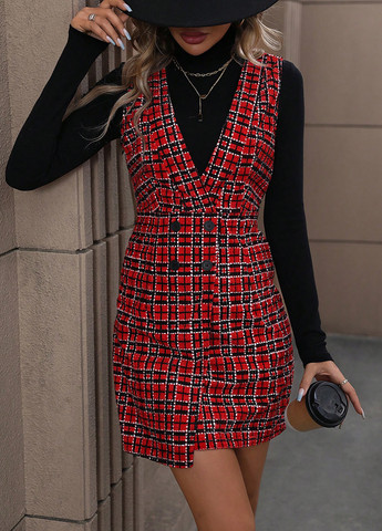 Демисезонный женский сарафан SHEIN в клеточку