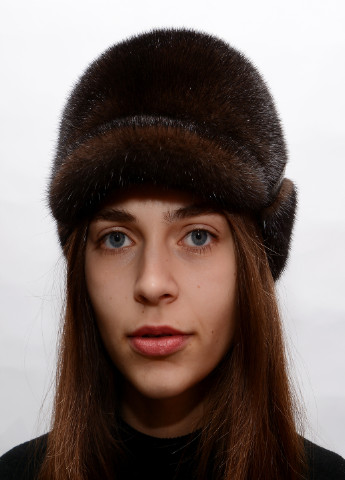 Хутряна норкова жіноча шапка жокейка Меховой Стиль отворот (198075243)