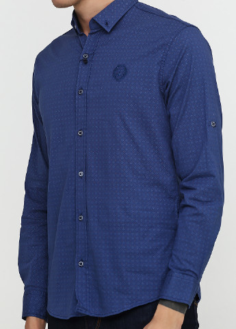 Темно-синяя кэжуал рубашка с орнаментом Madoc с длинным рукавом